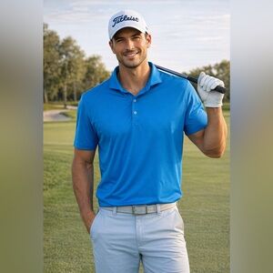 Johnnie-O Performance Jersey Polo - Birdie, Blue Mens Size Large